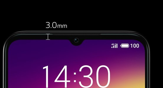 魅族Note9手机3mm窄额头水滴屏，后盖高光亮瓷堆栈工艺